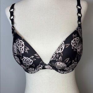 Floral Black Bra